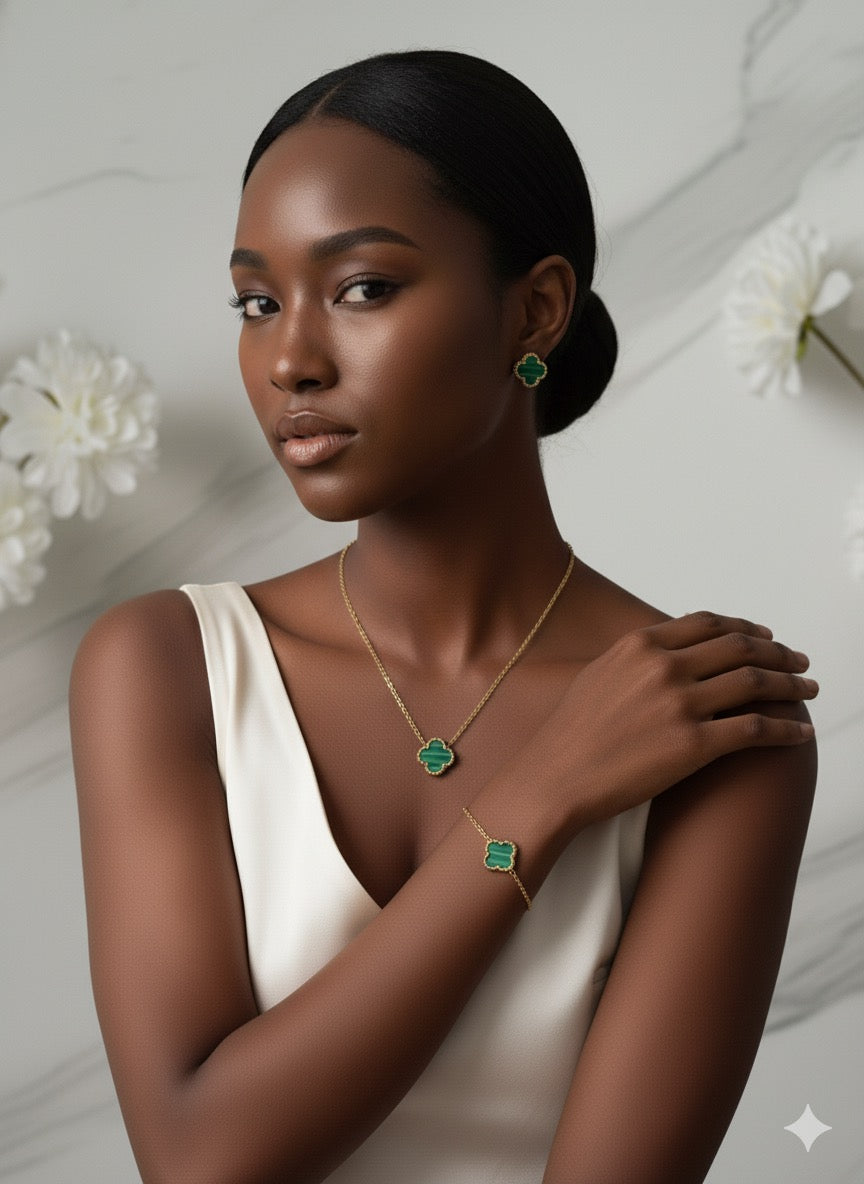 Ensemble trèfle vert, noir, rouge et blanc