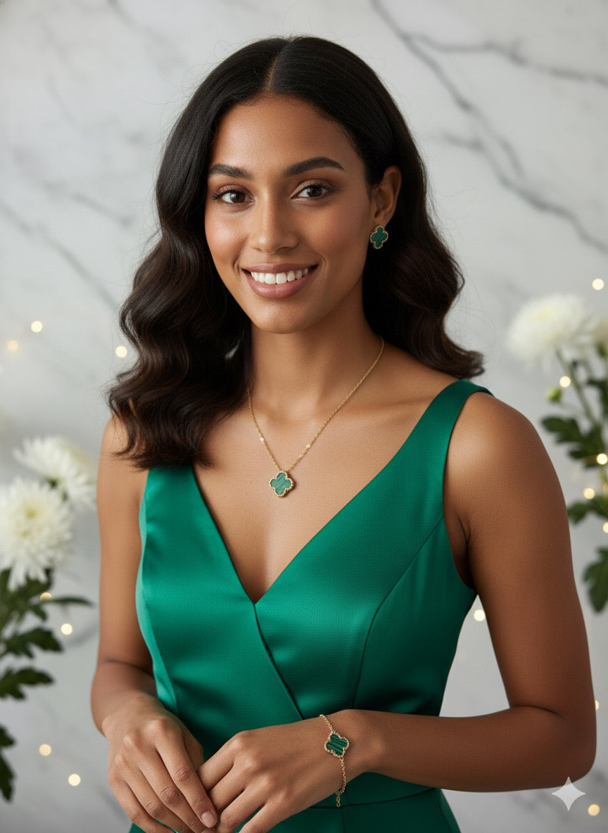 Ensemble trèfle vert, noir, rouge et blanc